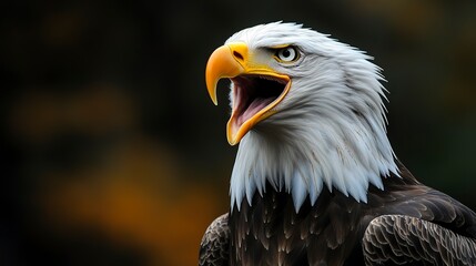 Obraz premium a close up of a bald eagle with its mouth open