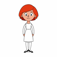A red haired lady, art vector illustration