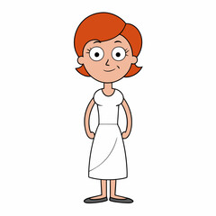 A red haired lady, art vector illustration