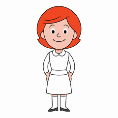 A red haired lady, art vector illustration