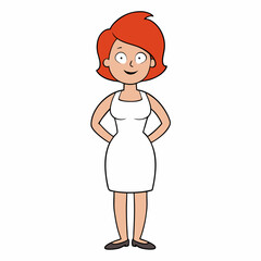 A red haired lady, art vector illustration