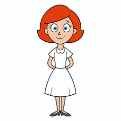 A red haired lady, art vector illustration