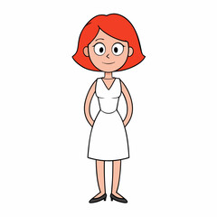 A red haired lady, art vector illustration