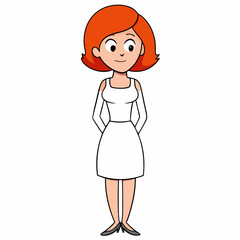 A red haired lady, art vector illustration