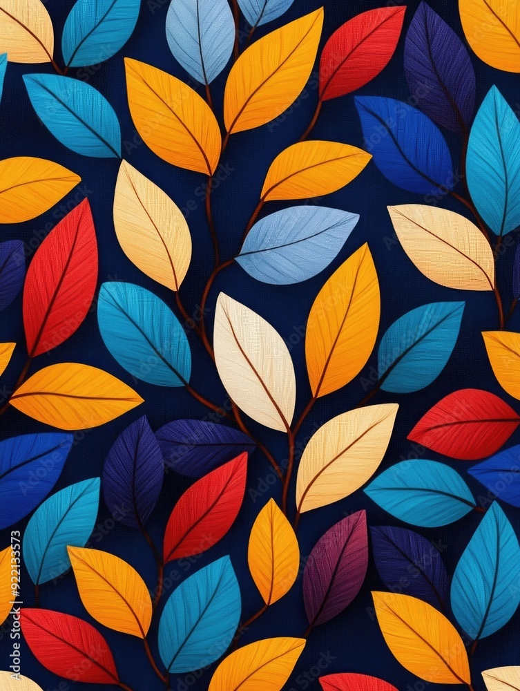Poster stylized geometric pattern featuring a harmonious arrangement of abstract leaf or petal like shapes 