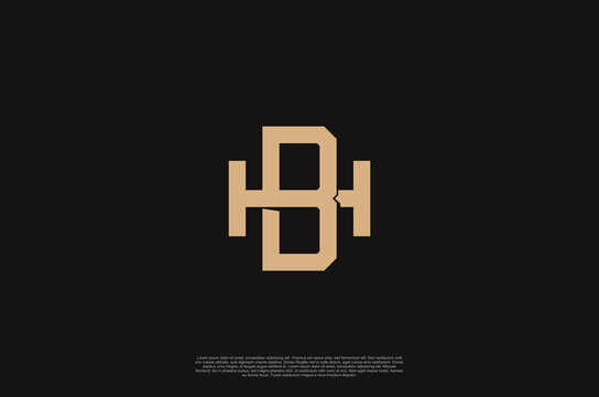 initial HB or BH letters overlapping interlock monogram logo line art  vintage style