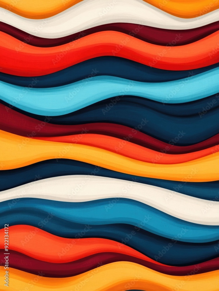 Aufkleber mesmerizing geometric flow muted abstract pattern with wavy flowing lines creating a serene and cont