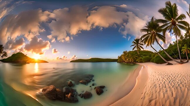 Tropical Island Sunset. HDRI Spherical Panorama