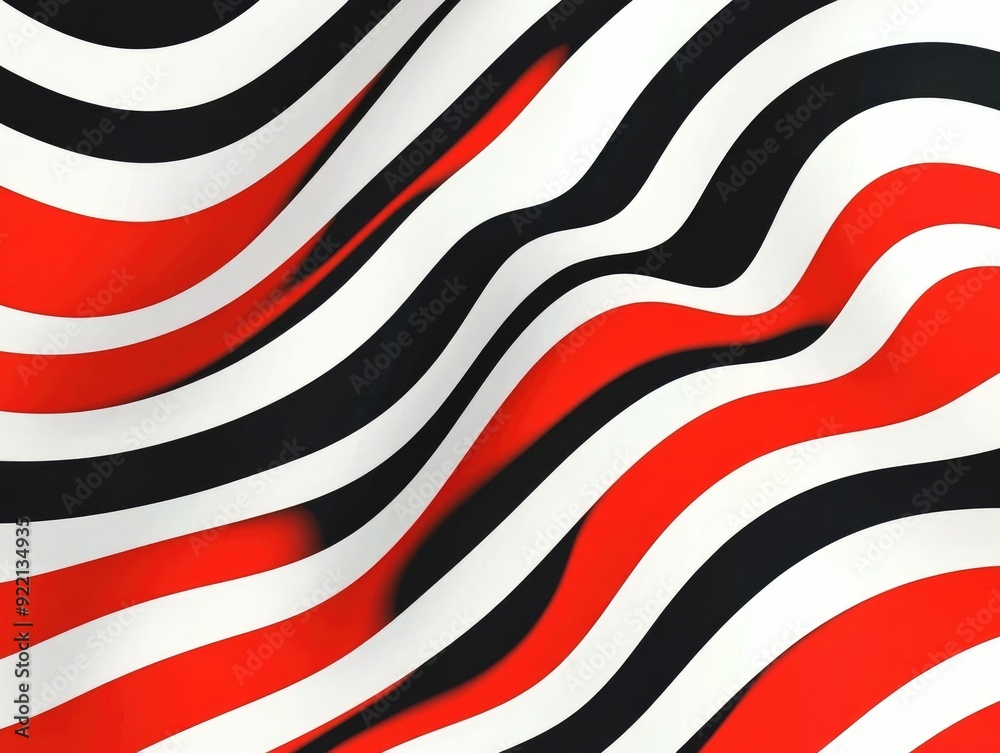 Poster retro inspired abstract pattern design featuring dynamic wavy lines and geometric shapes creating me
