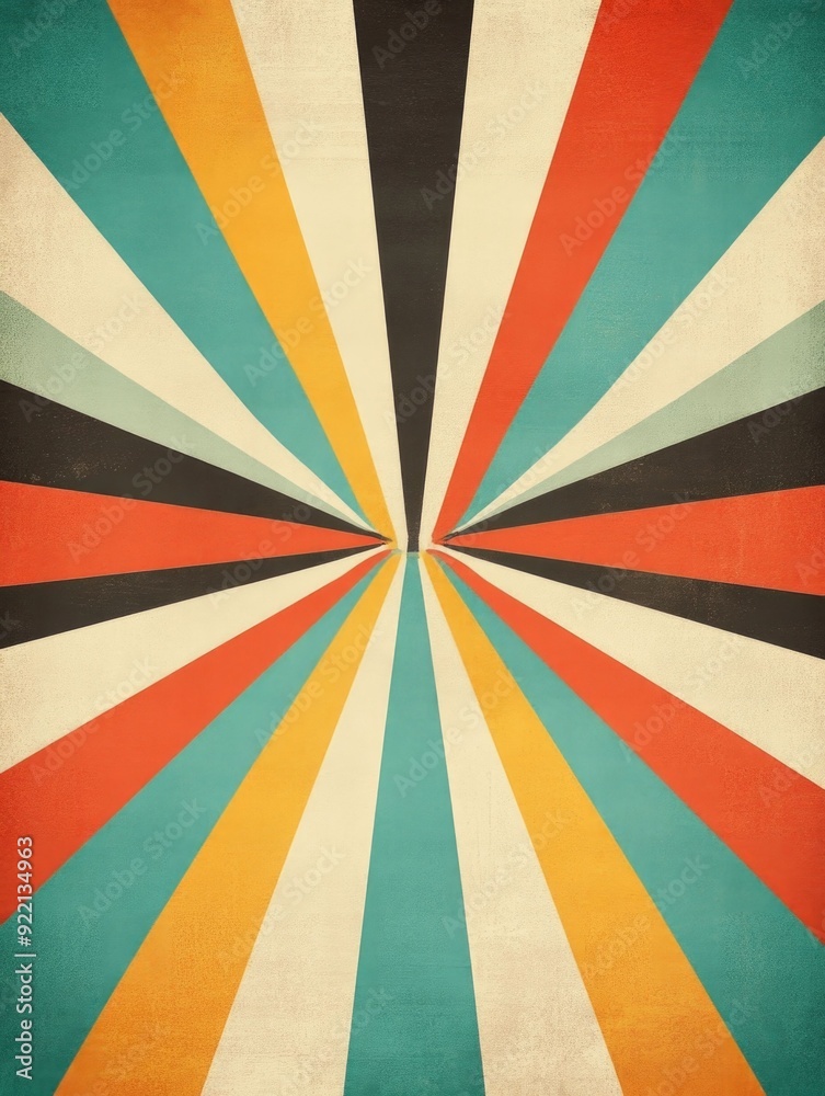 Poster mesmerizing geometric starburst pattern featuring angular lines muted hues and a bold retro inspired