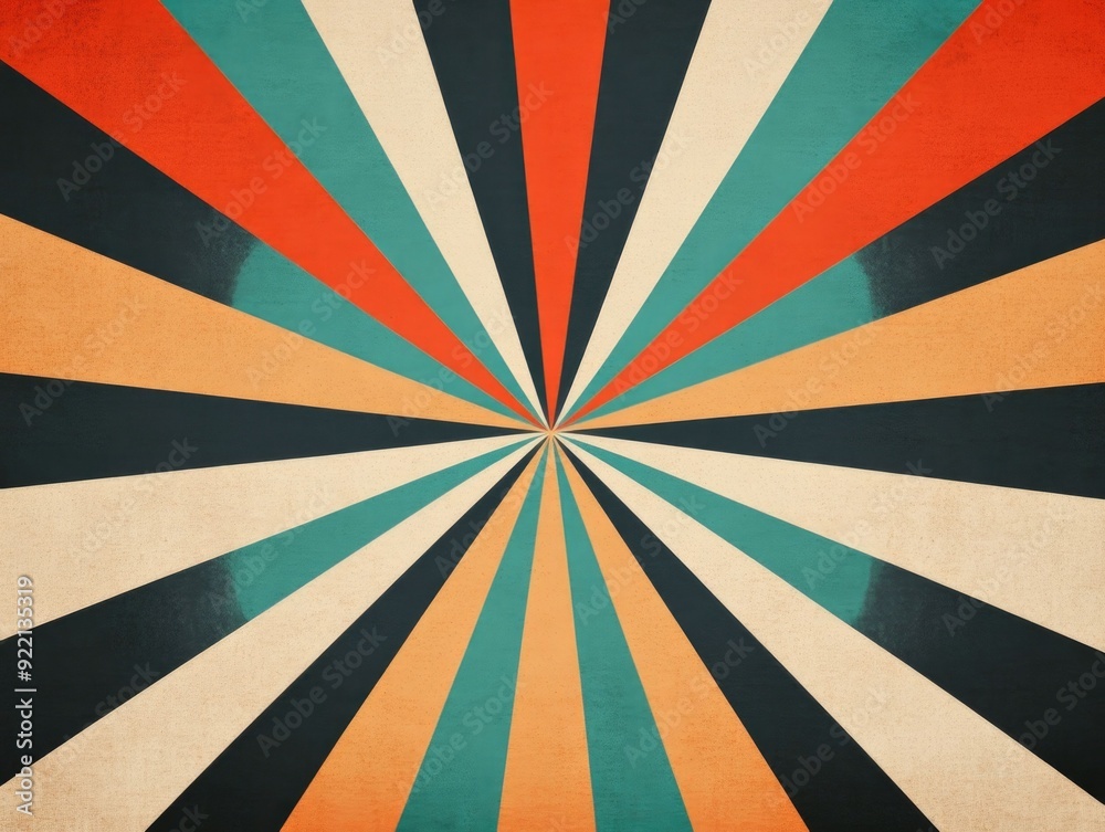 Poster mesmerizing concentric lines and geometric patterns in a bold vibrant retro inspired color palette c