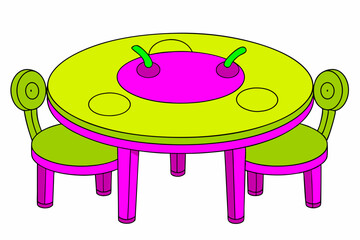 A Dining table art vector illustration