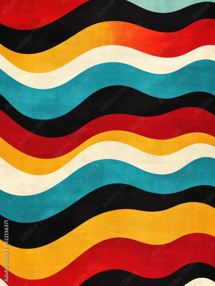 Poster retro inspired abstract background with a mesmerizing mosaic of wavy intricately patterned lines in 