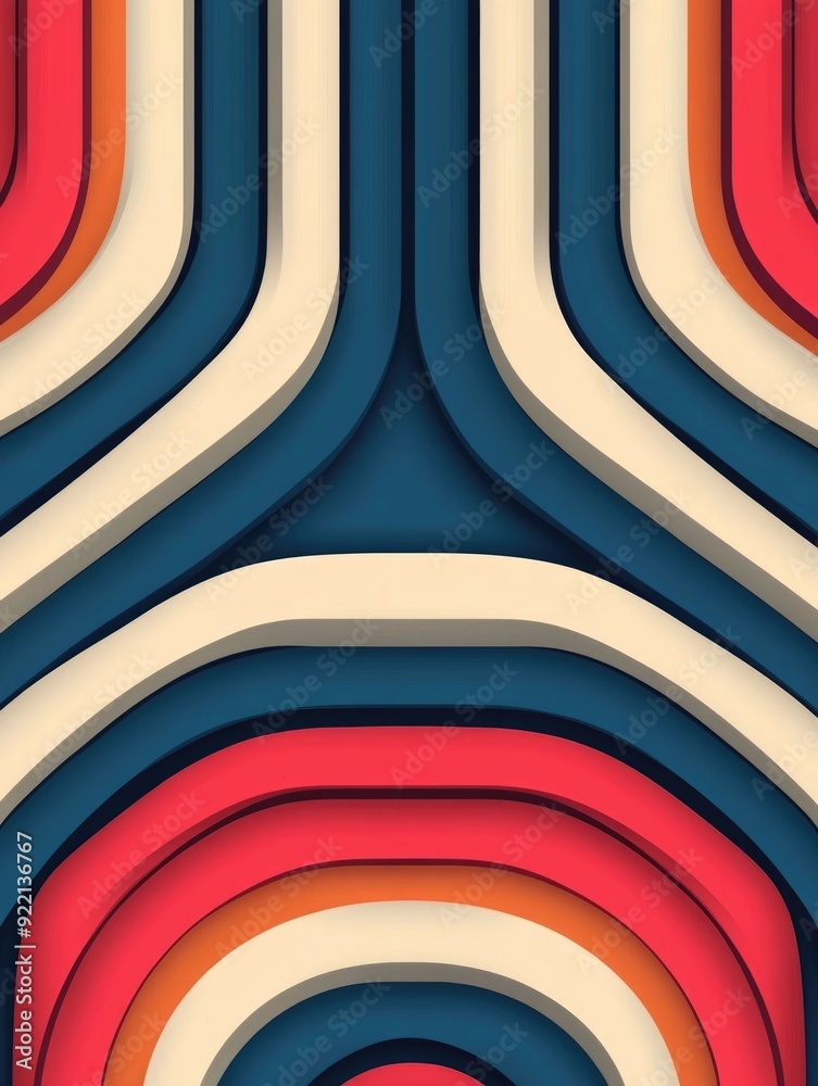 Poster mesmerizing geometric pattern with layered 3d lines and retro dynamic aesthetics visually striking a