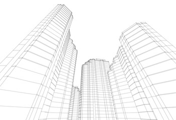 Fototapeta premium Vector illustration of building sketch on white background 