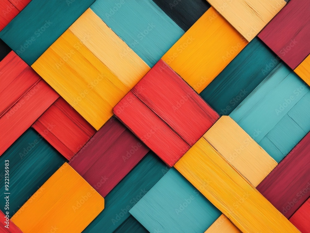 Poster overlapping geometric shapes and lines in a vibrant structured abstract pattern minimalist modern de