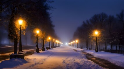 City night street, winter