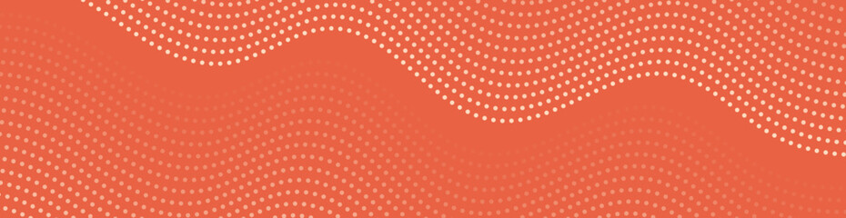 Abstract background with dots and waves. Web banner size. Element for design. Vector background for brochure, booklet, flyer, poster. Orange color