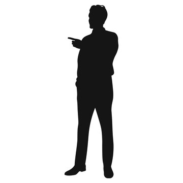 recommend clip art: man in jacket pointing up vector silhouette