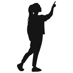 man in jacket pointing up vector silhouette