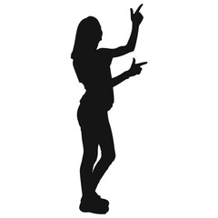 man in jacket pointing up vector silhouette