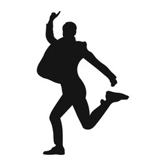 man in jacket pointing up vector silhouette