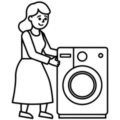 Mom uses washing machine