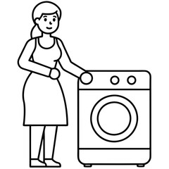 Mom uses washing machine