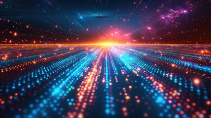 Abstract digital art with glowing particles