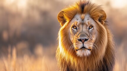 Obraz premium Majestic Lion in the Golden Hour