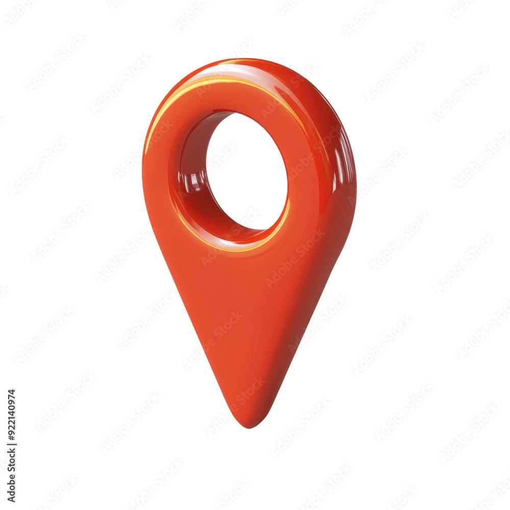 Sticker 3d orange location pin icon isolated on white background. modern navigation symbol for maps and gps 