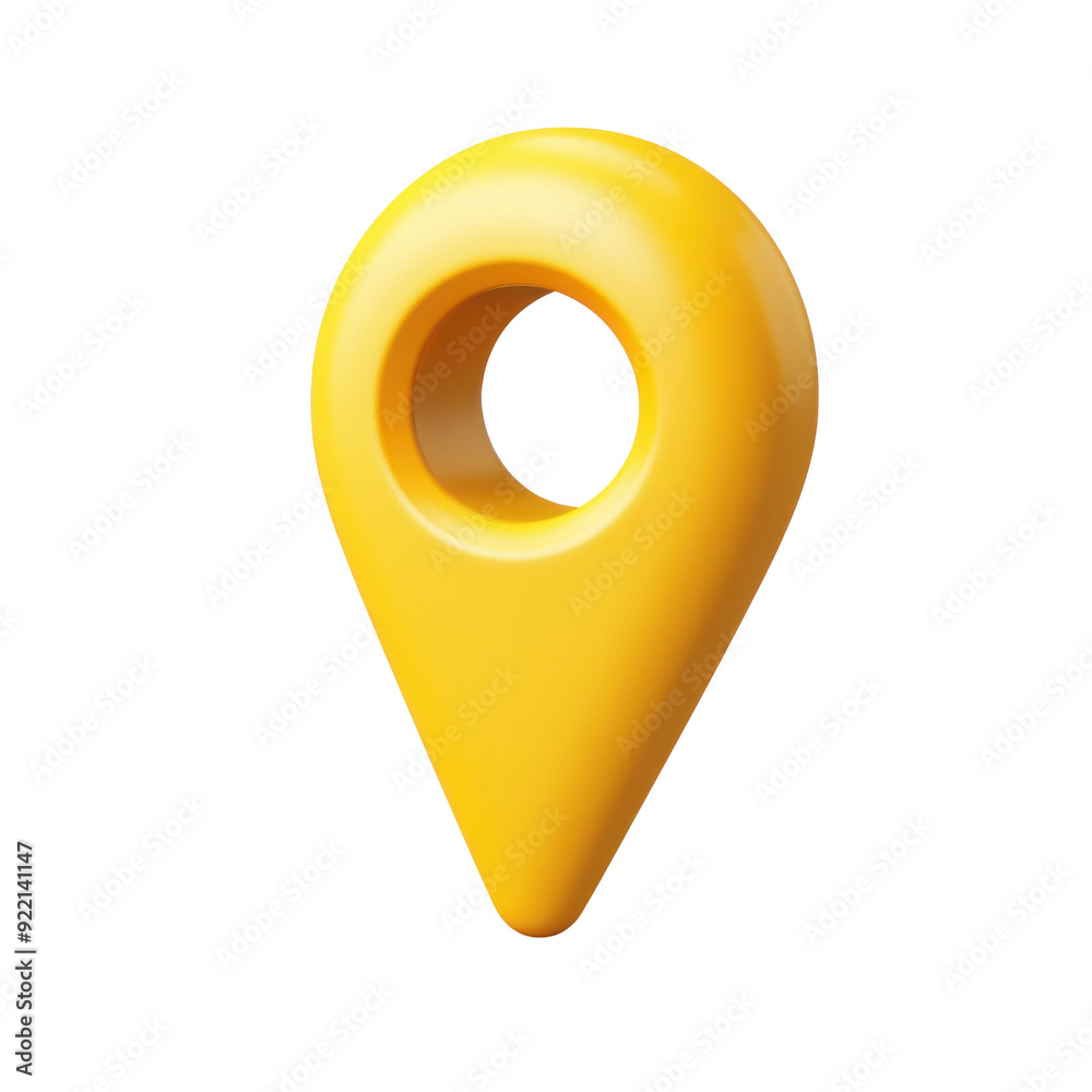 Wall mural 3d yellow map pin icon representing location or navigation marker on white background.
