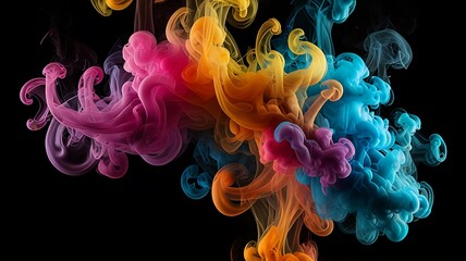 Colorful smoke black background