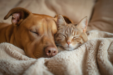 Cute dog and cat