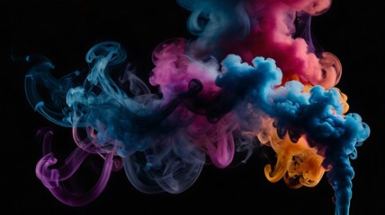 Colorful smoke black background