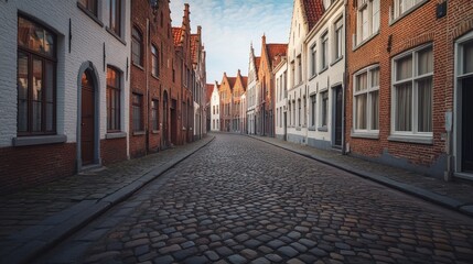 Fototapeta premium Cobblestone Street in a Historic Town