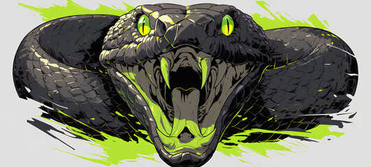 black and green viper snake venom poison effect illustration