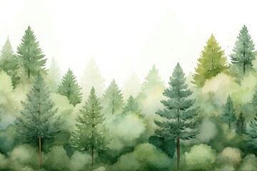 Serene watercolor forest landscape