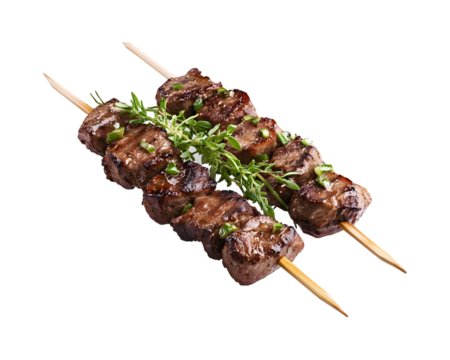shish kebab on skewers  isolated on transparent background, cut out