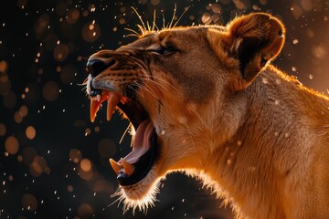 Naklejka premium Lioness Roar - A Powerful Portrait