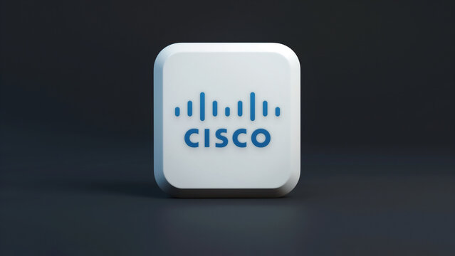 Cisco Systems, Inc. logo 3d icon casting a shadow on a white background