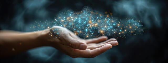 Fototapeta premium Hand Holding Digital Cloud Network