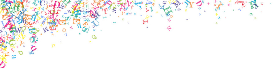 Flying latin letters. Colorful childish scattered