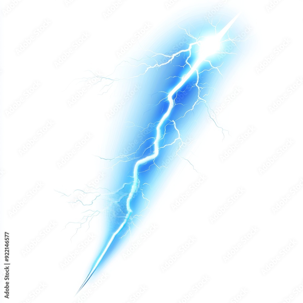 Leinwandbilder blue lightning effect with transparent background. realistic electric lightning effect in storms wit