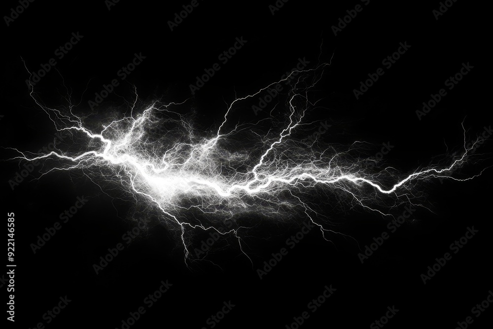 Fototapete Thunder game set with lightning effect. Generated by Stock