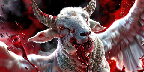 The blood of the lamb. Divine atonement lamb and cross.