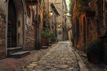Obraz premium ai generative small alley in a housing complex in Spain