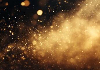 Naklejka premium Sparkling tail shimmers light magic confetti Golden shiny black comet wave. Glittering trail Golden glitter background glistering shine wave'