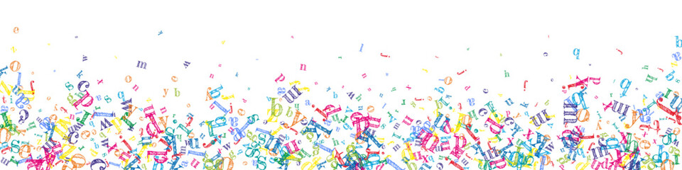 Flying latin letters. Colorful childish scattered