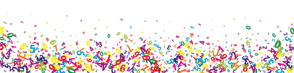 Flying colorful digits and numbers. School math